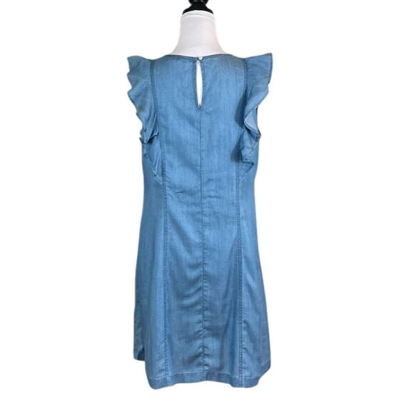 Crown & Ivy Women’s Chambray Dress With Ruffles, Size 6 - Picture 2 of 8